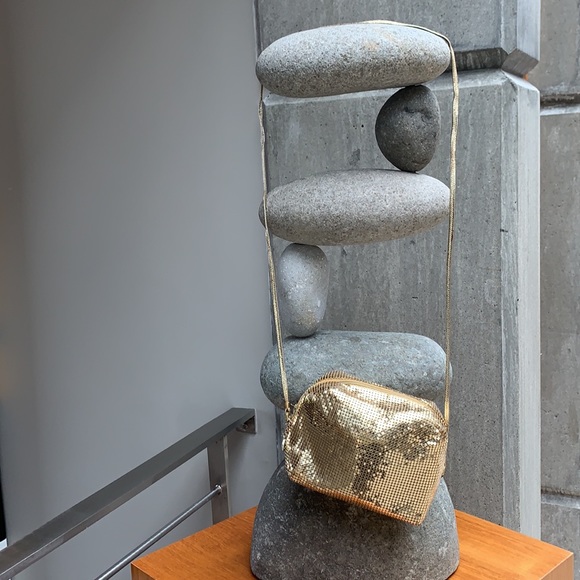 Whiting & Davis Vintage Gold Metal Crossbody Bag RARE - Picture 3 of 12